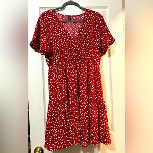 Red dress with white hearts